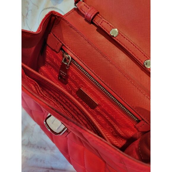 PRADA Pattina Shoulder Chain‎ Red Quilted Cross Body Bag with Authenticity card - Picture 14 of 14